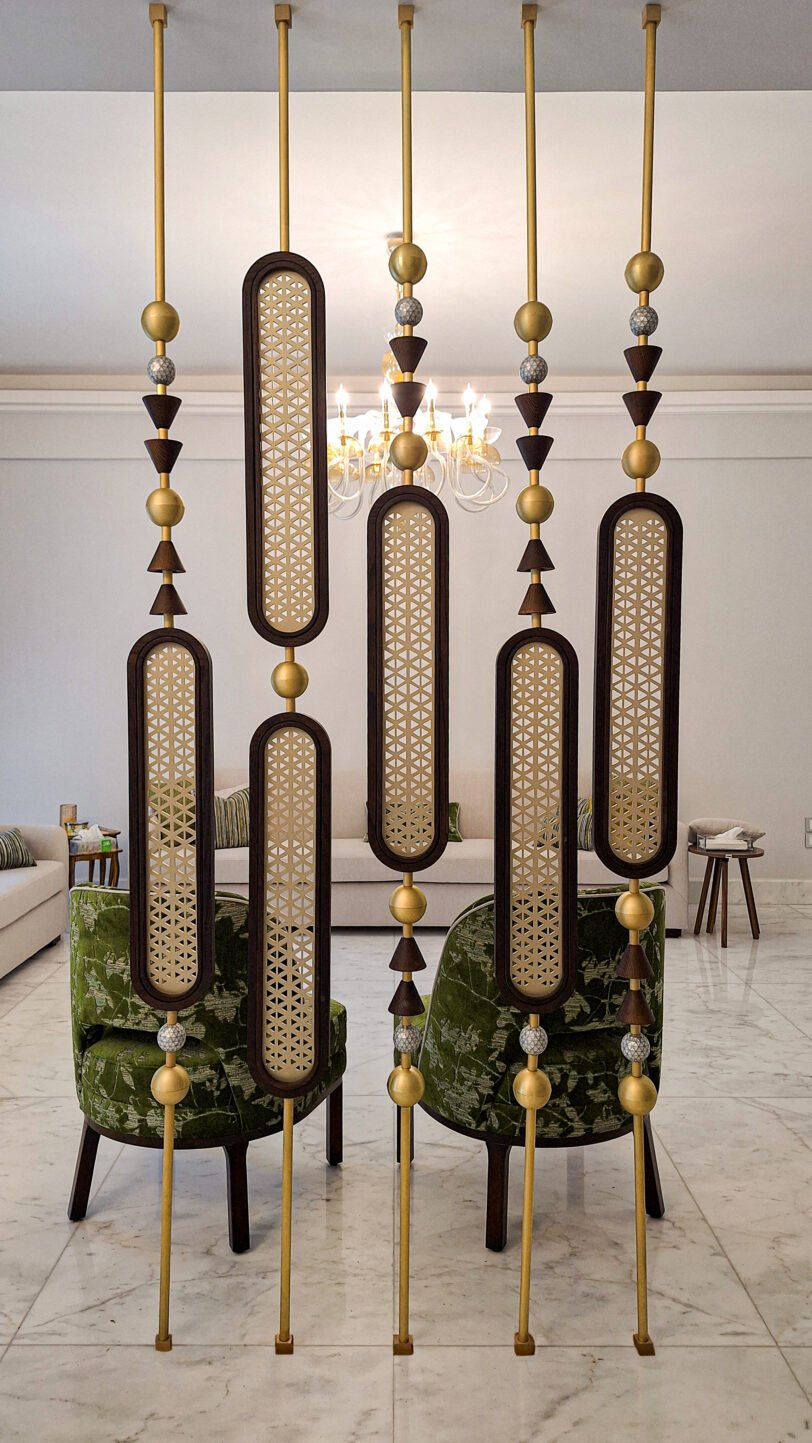 Golden Rattan Room Partition - daniad.designs