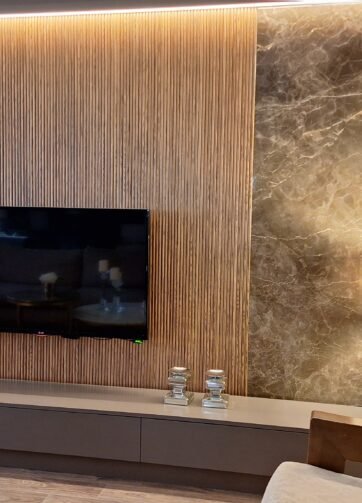 Marble & Wood Harmony TV Wall Unit